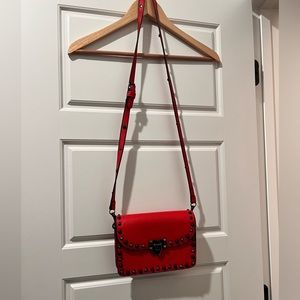 Studded red leather bag over the shoulder bag purse